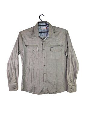 Mens Sovereign Code Olive Green Button Up Shirt Long Sleeve Front Pockets XL